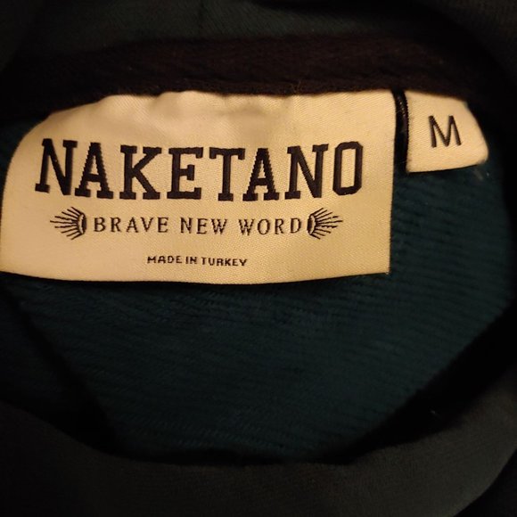 Naketano Brave New World Thick Teal Coastal Cowl Neck Pullover Hoodie Medium - Picture 12 of 14